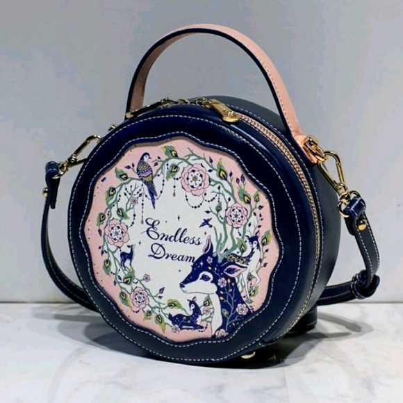 Flowers And Animals Graphic Colorblock Circle Bag - Picture 3 of 6
